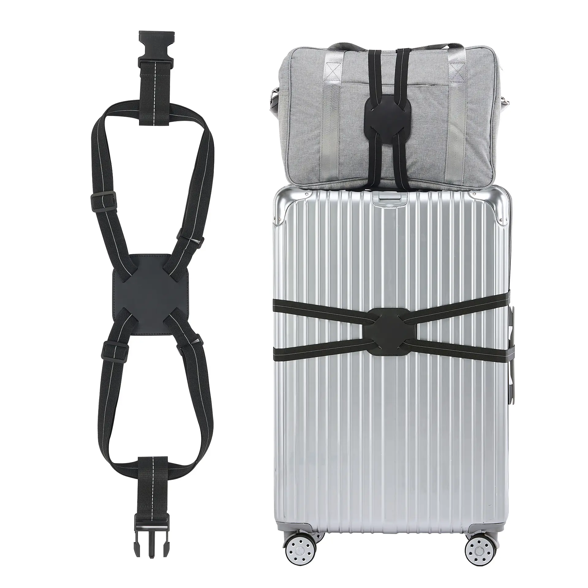 OEM Custom Elastic Luggage Strap Bag Bungees Suitcase Luggage Belt with Reflective Stripe 